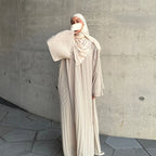 Elegant Pleated Kaftan Abaya Dress for Women – Flare Sleeve Jalabiya | Modest Eid & Occasion Wear