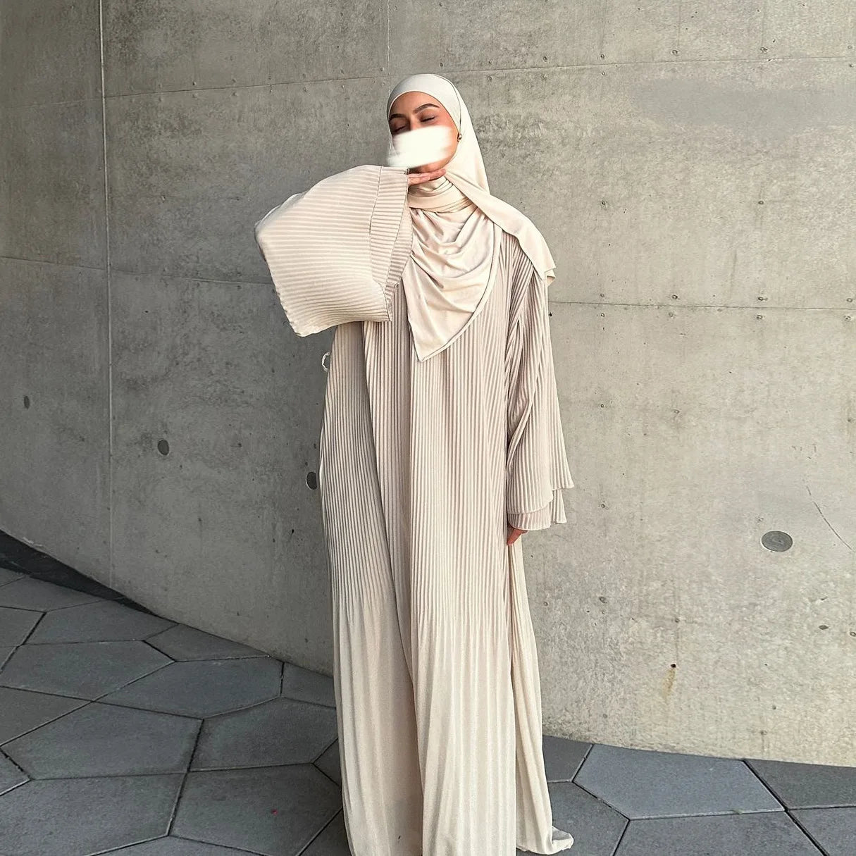 Elegant Pleated Kaftan Abaya Dress for Women – Flare Sleeve Jalabiya | Modest Eid & Occasion Wear