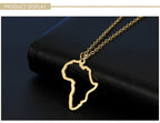 Collier pendentif tendance carte d'Afrique pour femme – Collier géométrique en acier inoxydable, coloris or, or rose ou acier.