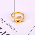 JeeMango Double Circle Stainless Steel Ring for Women – 18K Gold Plated, Waterproof, Trendy Fashion Jewelry