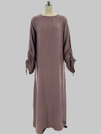 Modest Maxi Abaya Dress for Women – Loose Fit Long Sleeve Lace-Up Cuff Islamic Prayer Kaftan (Autumn/Winter)