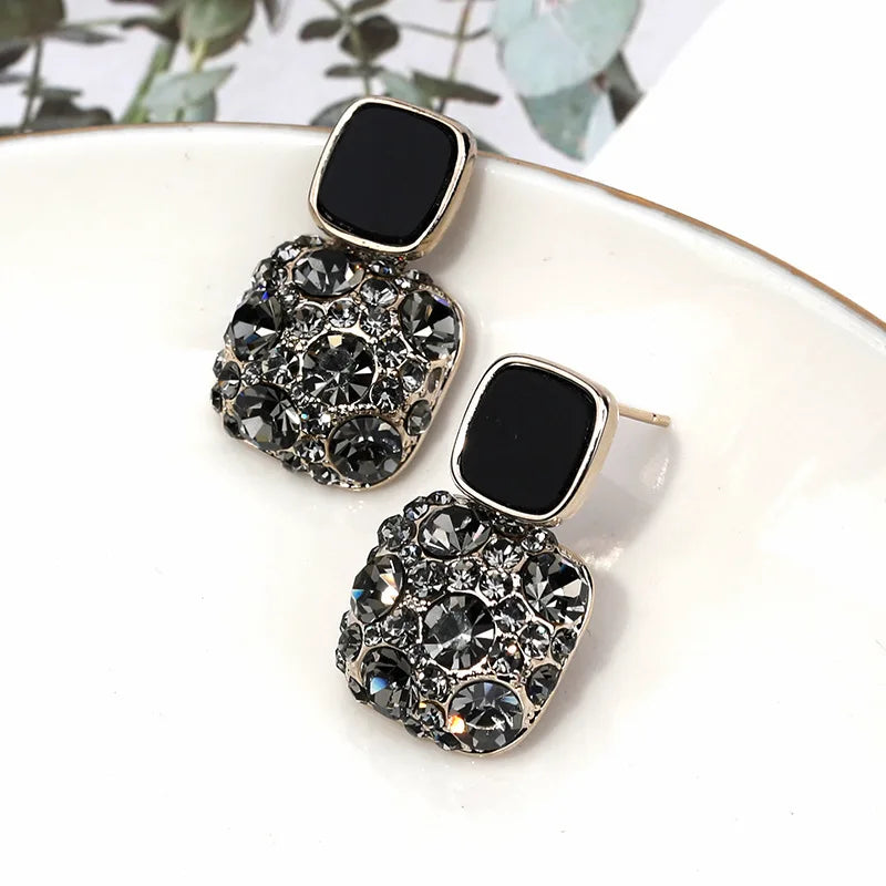 Vintage Purple Crystal Geometric Drop Earrings for Women – Shiny Irregular Statement Dangle Earrings | ELARIAH