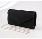 Elariah Shimmer Envelope Clutch Bag – Silver Glitter Evening Handbag with Chain Strap for Weddings & Party Wear