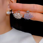 Swan Zircon Stud Earrings for Women – Gold Plated Copper Long Swan Earrings with Micro-Pavé Cubic Zirconia | Elegant Goddess Style Jewelry