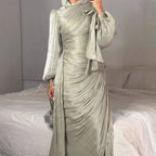Robe maxi caftan soyeuse et modeste Elariah pour femmes – Abaya musulmane à manches longues, Jalabiya, tenue décontractée et de soirée