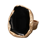 Bague vintage en émail noir – Bague géométrique d'inspiration punk pour homme