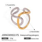 Minimalist Two-Tone Irregular Ring – 18K Gold Plated Stainless Steel Women’s Stackable Jewelry