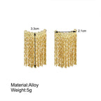 Gold Bling Tassel Statement Earrings – Elegant Long Drop Design for Women