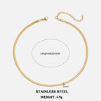 Classic Flat Snake Chain Choker Necklace – Stainless Steel Herringbone Design in Gold & Silver
