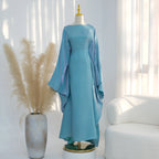 Elariah Shimmering Eid Kaftan Abaya – Extra Loose Fit Butterfly Sleeve Maxi Dress for Ramadan, Evening & Party Wear