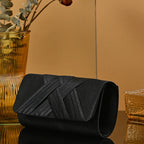 Women's Envelope Evening Clutch Bag - Hard Shell Party Handbag with Criss-Cross Design | Elariah