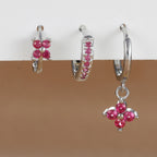 3-Piece Stainless Steel Flower Drop Earrings Set with Cubic Zirconia – Hypoallergenic Floral Dangle Earrings for Women