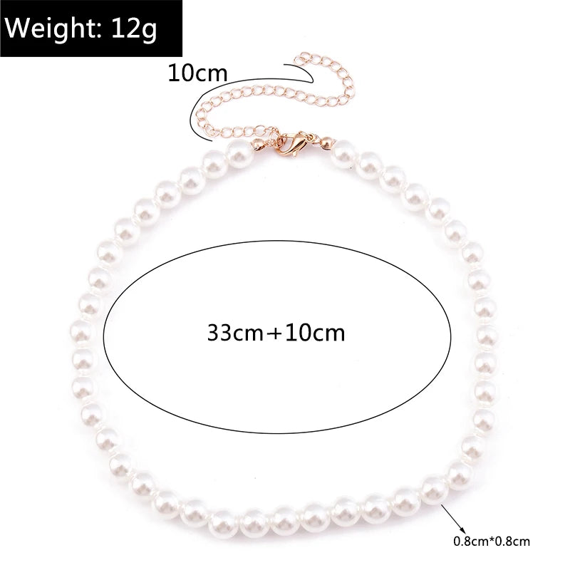 Classic Imitation Pearl Beaded Choker Necklace for Women – Elegant Bridal & Wedding Pearl Collar Necklace