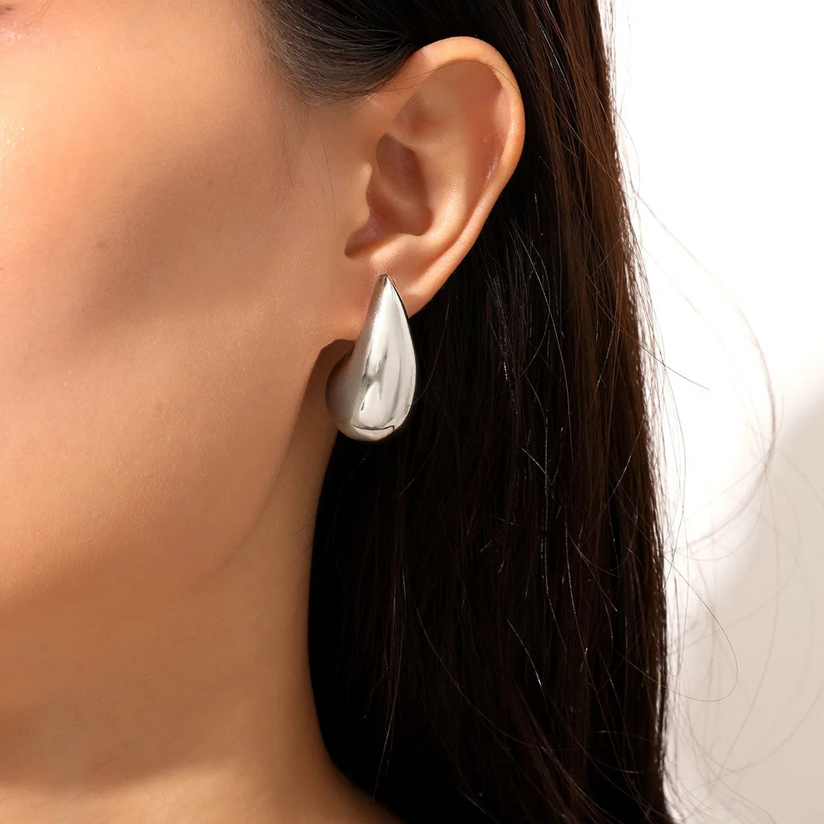 Vintage Chunky Dome Teardrop Earrings – Gold Stainless Steel Statement Earrings for Women