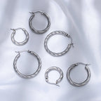 Classic Twisted Round Hoop Earrings – Stainless Steel, Vintage Trend, Gold & Silver