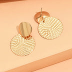 Bohemian Geometric Round Drop Earrings for Women – Trendy Metal Statement Earrings for Wedding, Party & Everyday Style