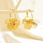 Boucles d'oreilles créoles dorées à double couche et fleurs creuses – Design ethnique vintage pour femme