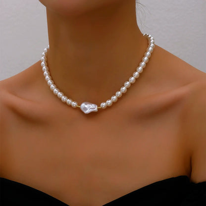 Elegant Big Pearl Crystal Pendant Choker Necklace – Romantic Wedding Jewelry for Women