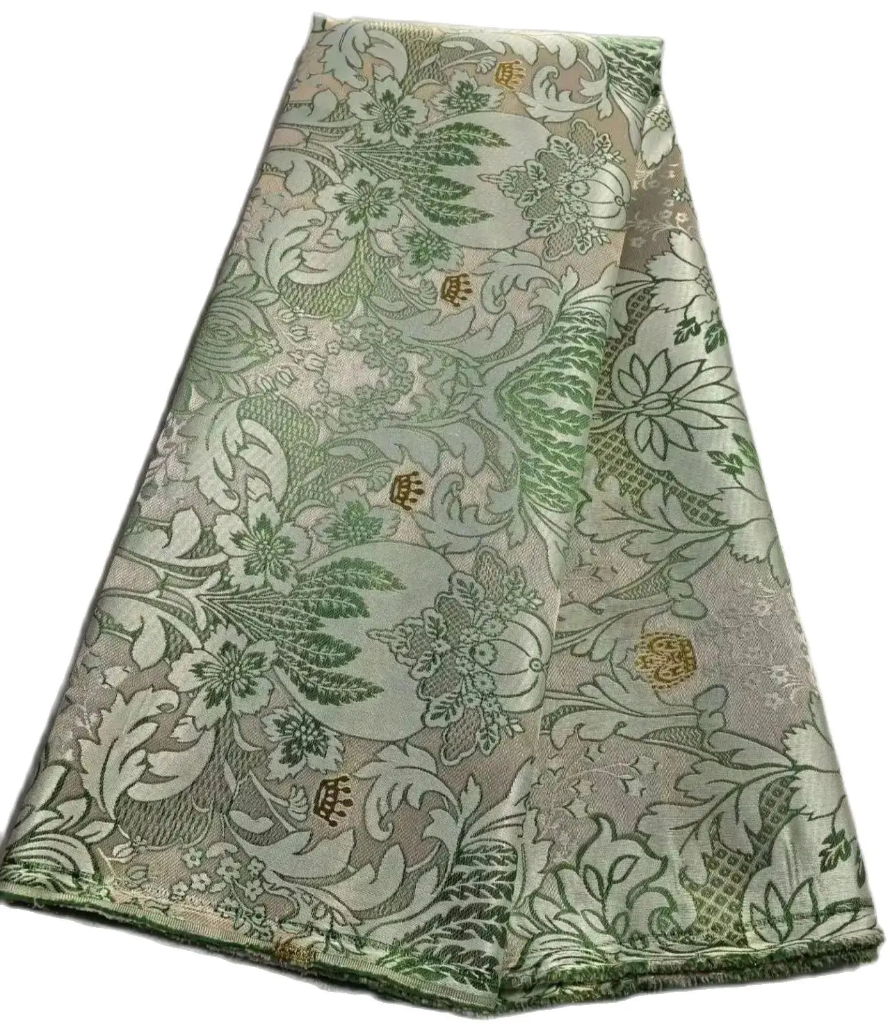 African Damask Lace Fabric (2.5 or 5 Yards) – Thick Jacquard Brocade for Aso Oke, Headwrap & Bridal Dresses