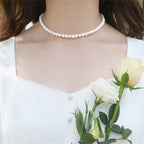Classic Imitation Pearl Beaded Choker Necklace for Women – Elegant Bridal & Wedding Pearl Collar Necklace