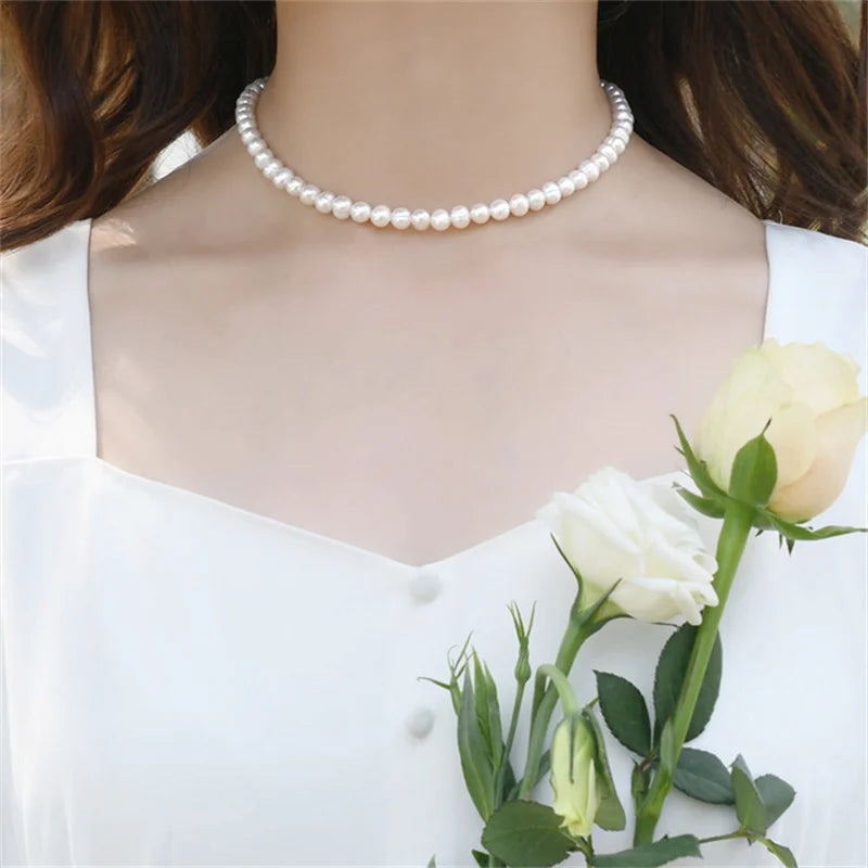 Classic Imitation Pearl Beaded Choker Necklace for Women – Elegant Bridal & Wedding Pearl Collar Necklace