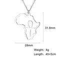 Collier pendentif tendance carte d'Afrique pour femme – Collier géométrique en acier inoxydable, coloris or, or rose ou acier.
