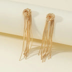 Exaggerated Luxury Long Tassel Earrings – Gold Geometric Chain Statement Jewelry