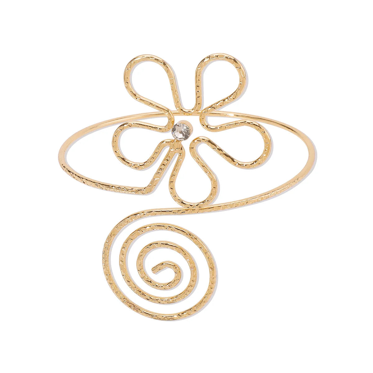 Punk-Inspired Adjustable Leaf & Flower Arm Cuff Bracelet – Bold Metal Upper Arm Bangle for Women